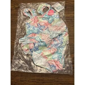 NEW Girls Multicolor Bathing Suit Pink Blue Green White Size 5/6